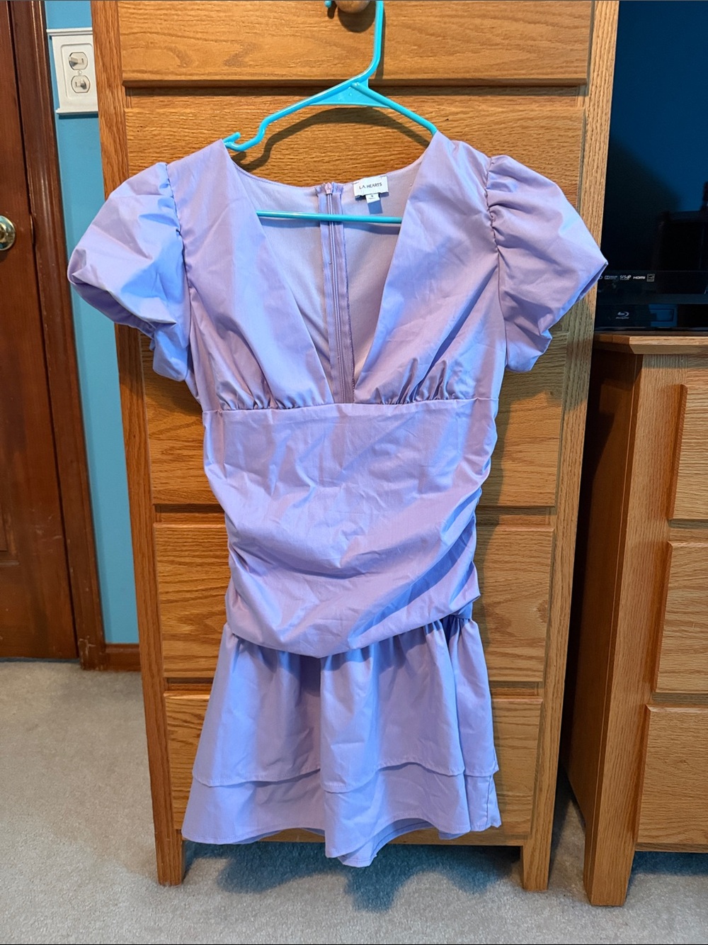 Lavender Puff-Sleeve Dress
